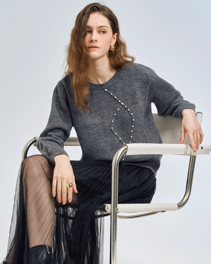 LeNIC & McCOY パール装飾 ラウンドネックニット MN02KN716FJY 商品写真 1